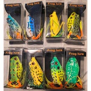 8 Assorted Goture Two-hooked Frog Lures - New on PKG -